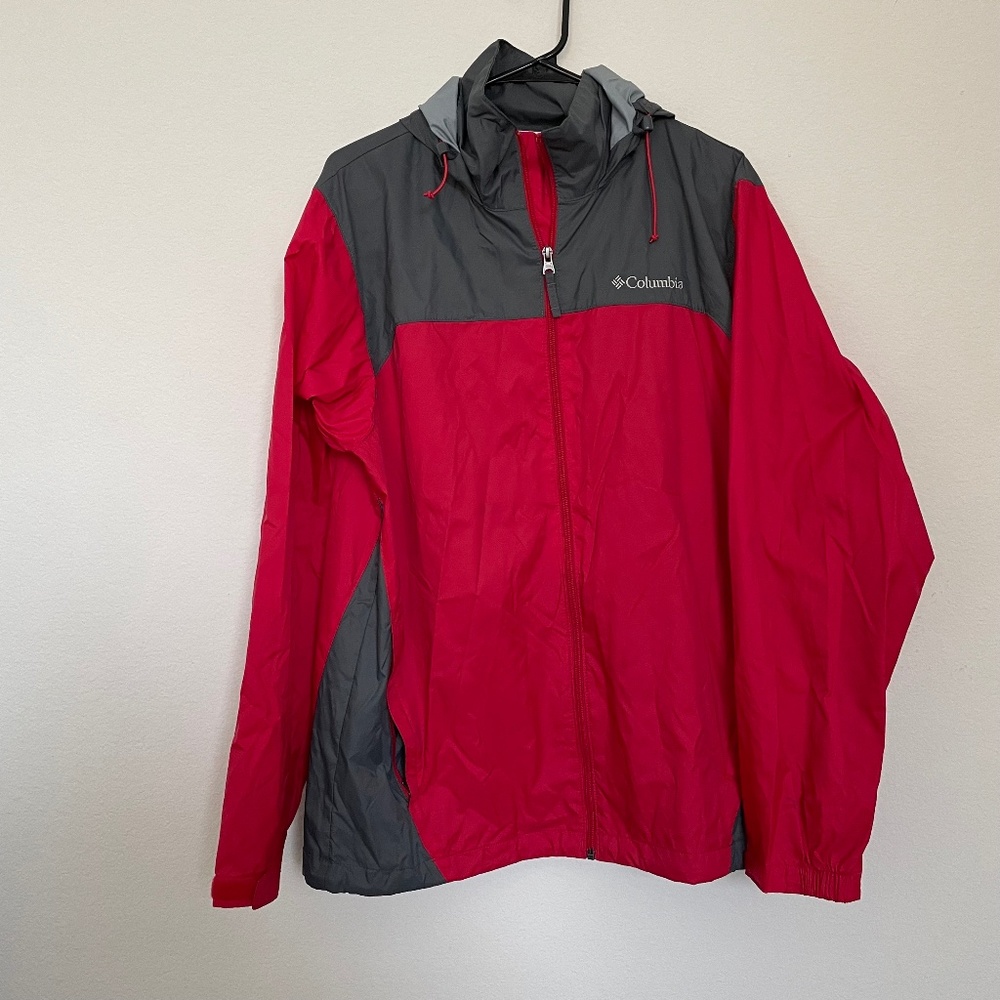 Columbia Men's Glennaker Lake Rain Jacket Red Grey MD